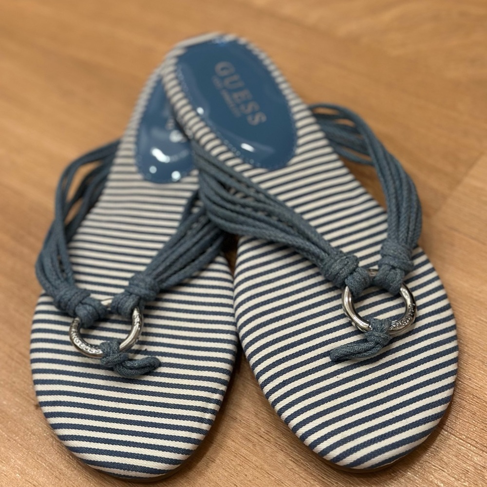 Guess Blue and White Sandals Nautical Style